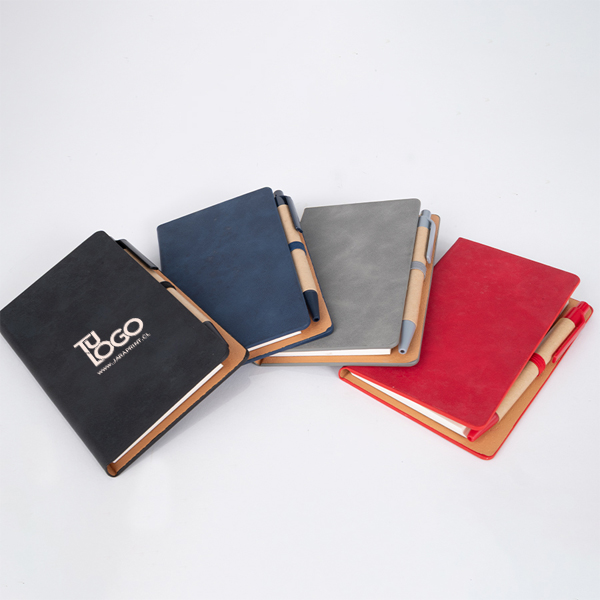 Libreta Memo Set "AURORA" de Eco-Cuero, con Bolígrafo. (PI-N102)
